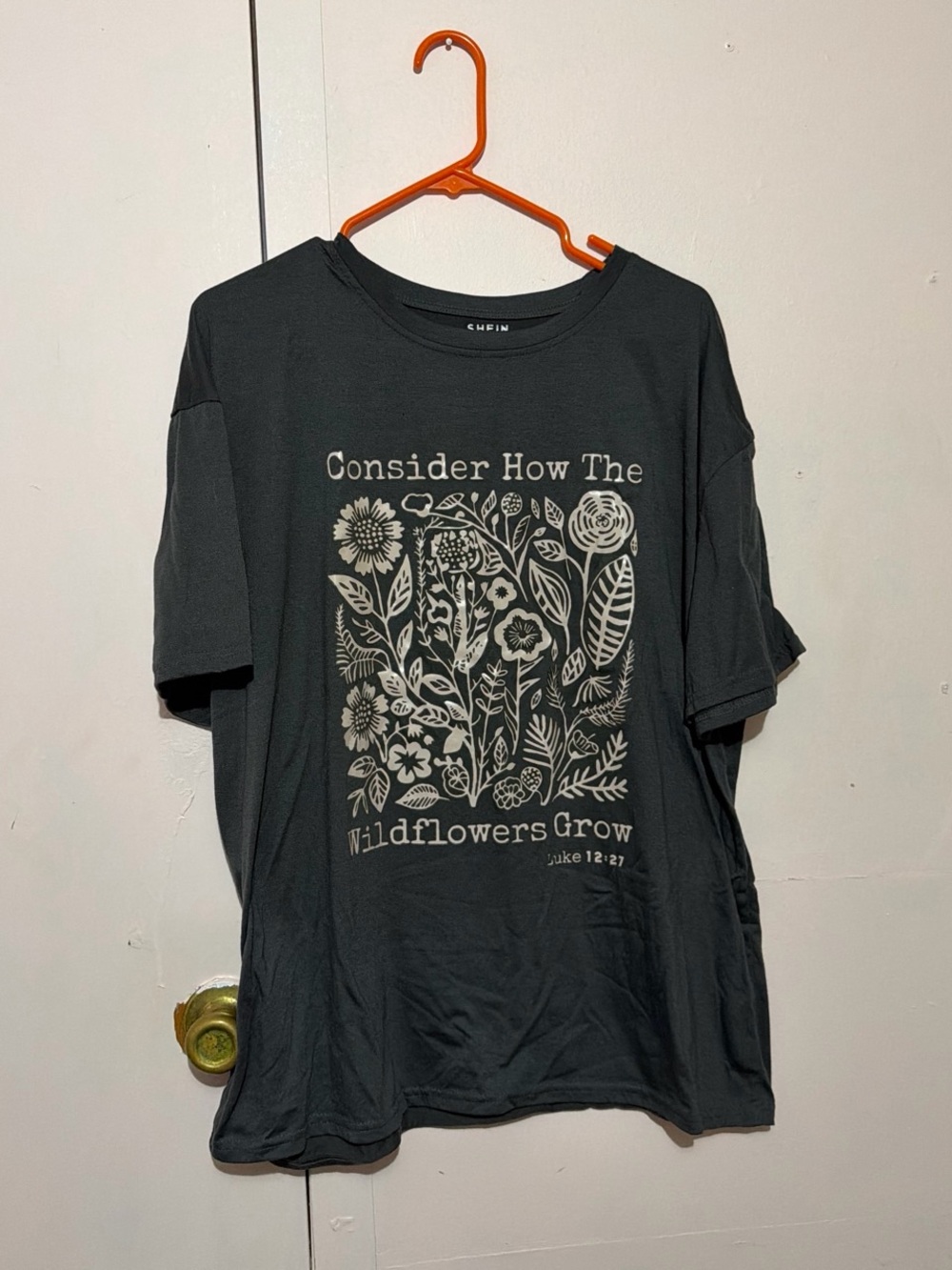SHEIN Charcoal Graphic Tee – 'Consider How The Wildflowers Grow'